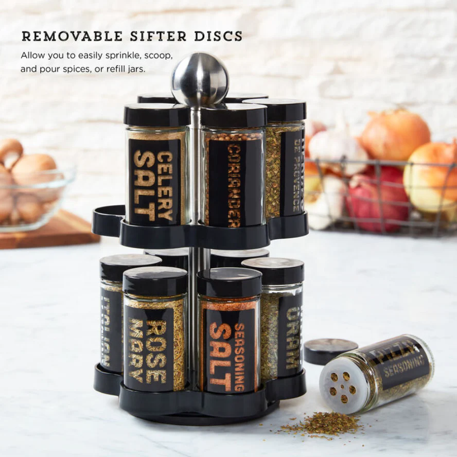 Kamenstein 12-Jar Madison Revolving Spice Rack with Stainless Steel Details - Image 3