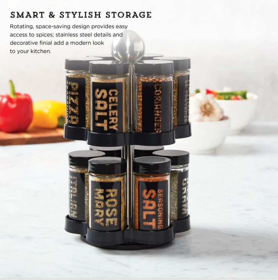 Kamenstein 12-Jar Madison Revolving Spice Rack with Stainless Steel Details - Image 4