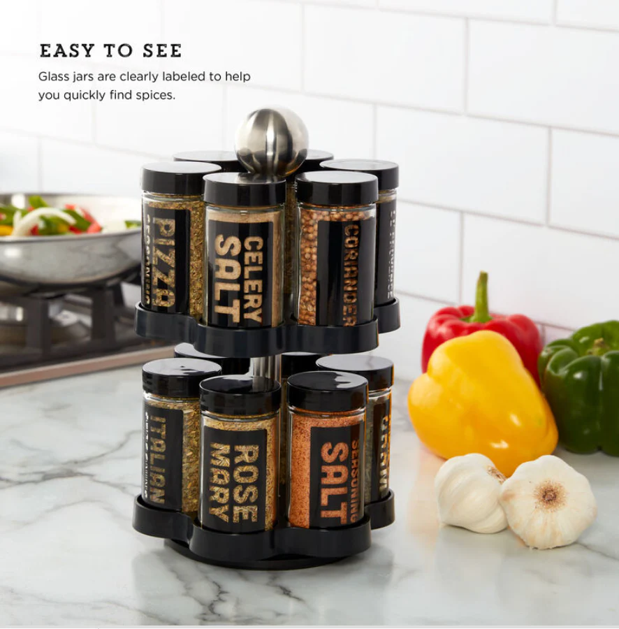 Kamenstein 12-Jar Madison Revolving Spice Rack with Stainless Steel Details - Image 5